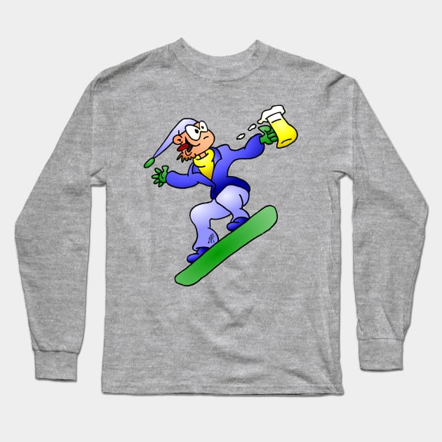 Snowboarding with a beer Long Sleeve T-Shirt by Cardvibes